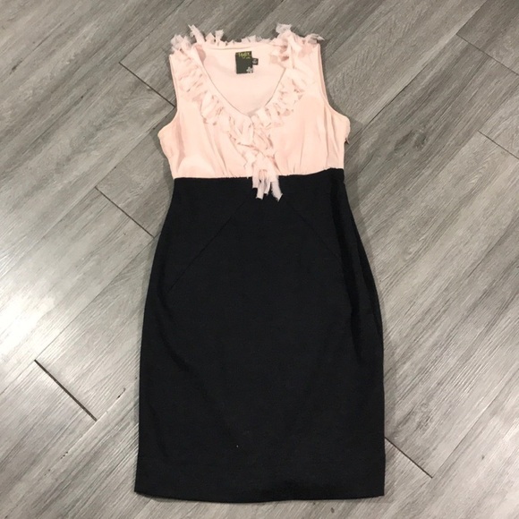 Taylor Petite Pink Silk Frayed Ruffle Neck Sleeveless Dress size 2P - Picture 3 of 7